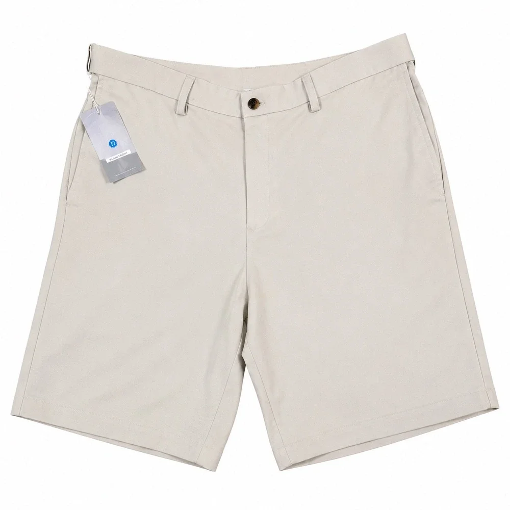 Haggar Cool 18 Shorts Mens 38 Khaki Performance Plain Front Moisture Wicking NWT